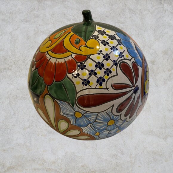 JACK O'LANTERN CANDLE HOLDER -- Talavera-Style, Ceramic, Halloween Pumpkin Décor - Picture 5 of 7